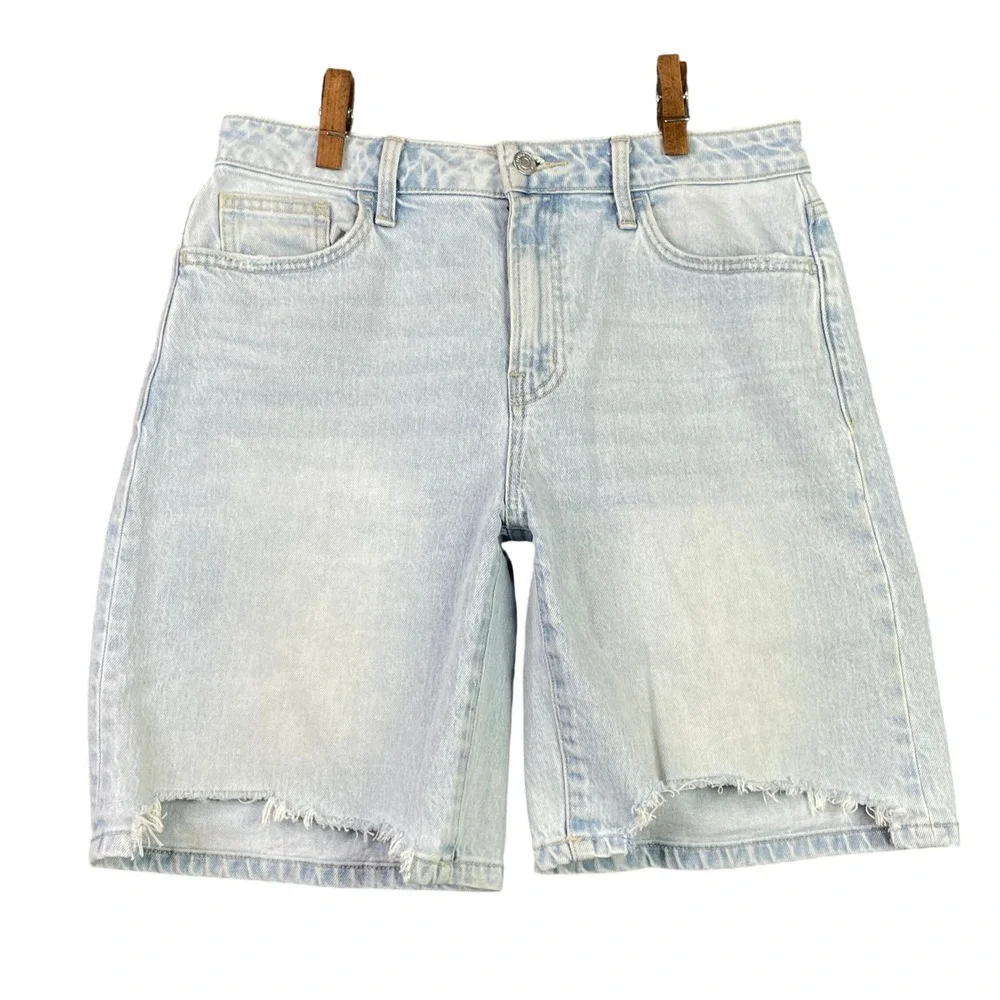 Flying Monkey Jort Shorts Womens 28 Light Blue Denim Raw Hem High Rise BY4769